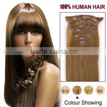 good quality one piece full head human peruvian clip in hair extensions