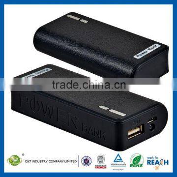 C&T Black REAL 5600 mAh Grade-A Battery Cell Power Bank with Multiple Adaptors for mobile phone