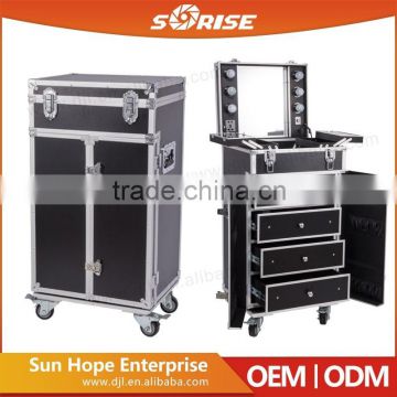 2016 Best Selling High Quality Sunrise PVC Professional 4 Drawers Makeup Trolley Case With Lighted Mirror                        
                                                Quality Choice