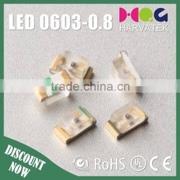 2016 new 25mA surface mount clear lens 0603 good price yellow led chip