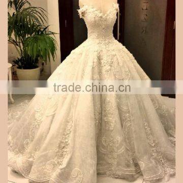 KE181 Real Sample Off- Shoulder Ball Gown Dubai wedding Dress