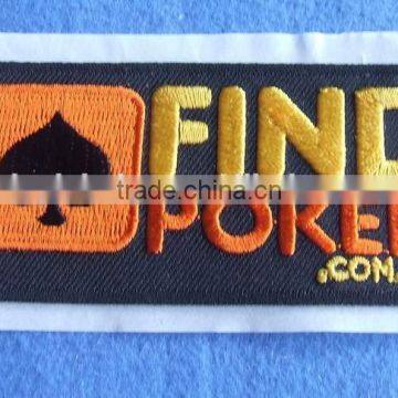 factory made personalized design 100% embroidery uniform textile patches with self adhensive backside