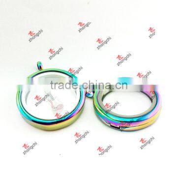Fashion DIY Charms Rainbow Color Round Lockets for Gifts (CRL51016)