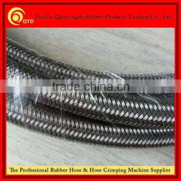 QTD Stainless steel wire braided teflon hose PTFE inner tube