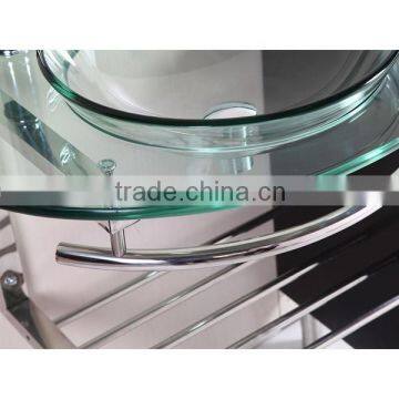 Wall Mounted Glass Vanity With Stainless Steel Shelf photo-4