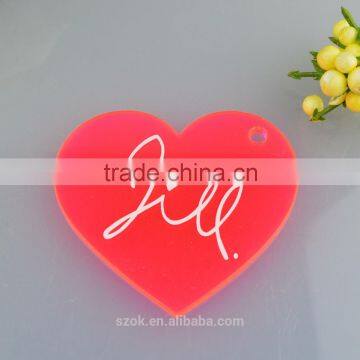 Novelty design acrylic red heart shape key tag manufacturing wholesale