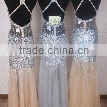 New Design Sexy Spaghetti Strap Backless Sexy Evening Dress