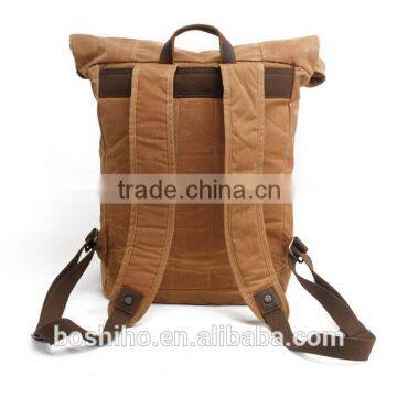 Boshiho Latest Design Genuine Cowhide Leather Backpack Bag Outdoor Backpack Black photo-3