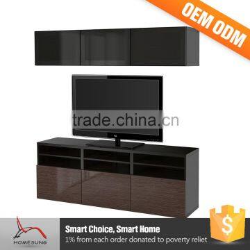 L Shaped New Model Wooden Tv Cabinet Designs With Showcase photo-4