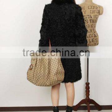 Fashion Lady's Lamb Coat for Women With Fur Trim LC96 photo-3