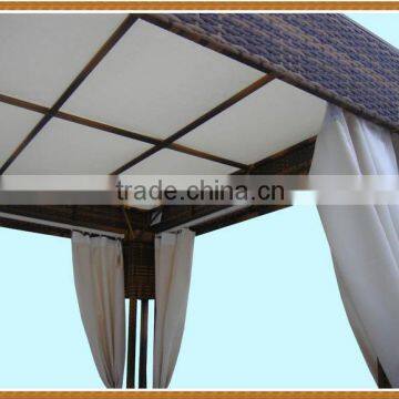 New Design Rattan Gazebo Daybed With Curtain For 5 Star Hotal