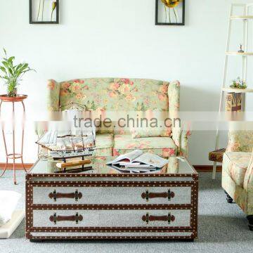 Vintage Industrial Style Silver Aluminium & Copper Coffee Table