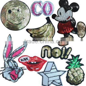 custom made fashion cartoon sequin applique patches in wholesale