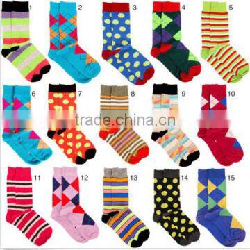 Factory Custom Fashion Collective striped or dotted happy mens socks