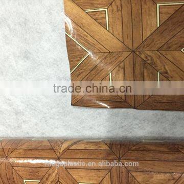 PVC floor covering / vinyl roll with wear-resistance & water-resistance, embossed backing, printed wood