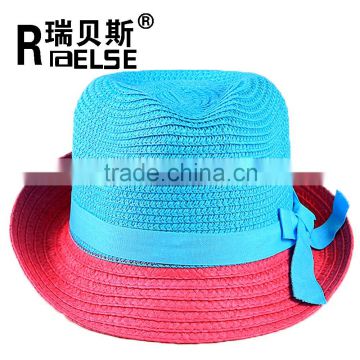 2015 New fashion bulk straw cheap hat for chidren fedora hat with bowknot