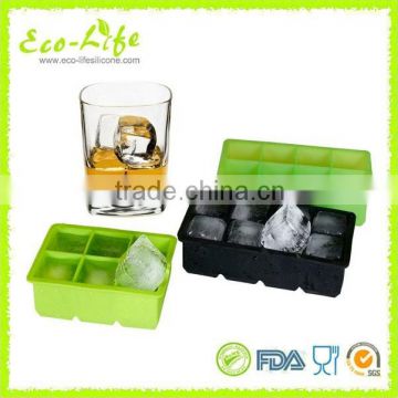 8 Cavity Food Grade Square Silicone Ice Cube Tray Mold for Whisky Beer