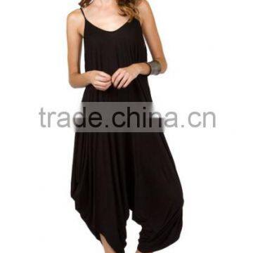 Alibaba Guangzhou women clothes Factory manufacturer 2016 Summer strapless designer Solid black haremJumpsuit For woman