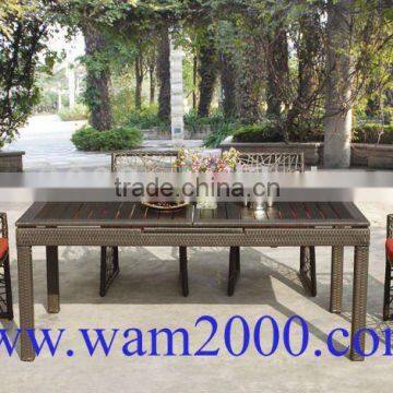 garden plastic wood extendable dining table and chairs