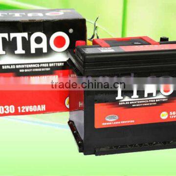 DIN MF Lead Acid Car Battery 56030 12V/60AH