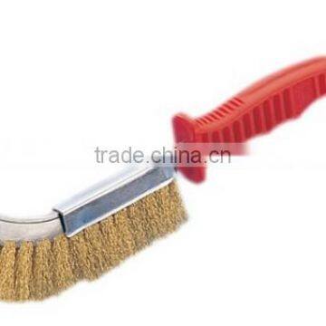 Red Color Brass Coated Wire Plastic Handle Knife Brush