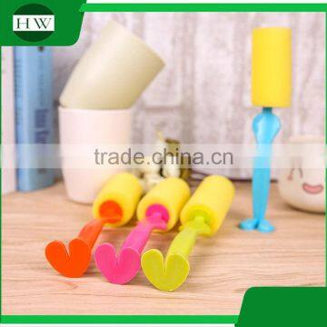 Kitchen Cartoon Person Shape Stand Plastic Sponge Long Handle Tableware Water Cup Bottle Clean Cleaning Brush photo-4