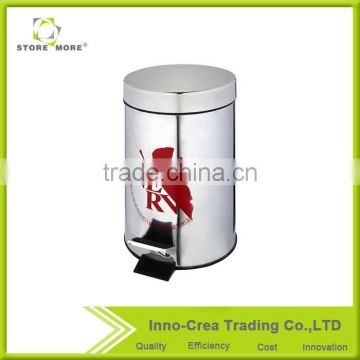 Round Stainless Steel PP Stainless Steel Step Trash Can