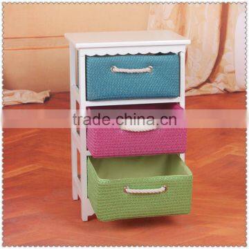 Elegant Chic Custom Wooden Cabinets With Wicker Drawers for Living Room Kitchen Bathroom photo-2