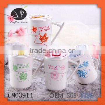 ceramic mug with lid,coffee mug with plastic seal lid,plastic cup,mug with lid