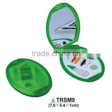 Plastic different colors travel sewing kit box with pocket mirror