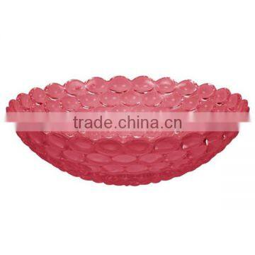 Red pearl fruit bowl/ decorative hotel glass plate/ high quality hotel fruit/salad/candy plate/ new clear ash plate BHL-P11