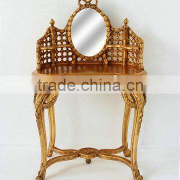 Antique Victorian Gold Color Living Room Mirror Dresser photo-1