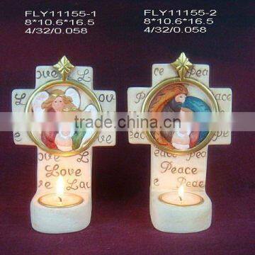 ceramic manger candle holder 11155