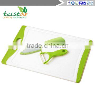 Large Plastic Cutting Board (green) Drop Tank Includes Free Ceramic Peeler and 3 "ceramic Paring Knife photo-5