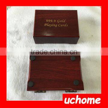 UCHOME Practical Artistic Gold Foil Plated Poker Playing Card Wooden Box Case For Present Gift photo-6
