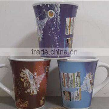 Assorted Colours Customized Logo Ceramic Coffee Mugs With C-handle photo-4