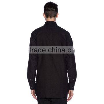 Stylish Regular Fit Long Sleeve Dress Shirt Plain Black Formal Modern Mens Shirts