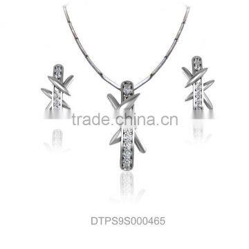 Silver Plated CZ Studded Pendant Sets