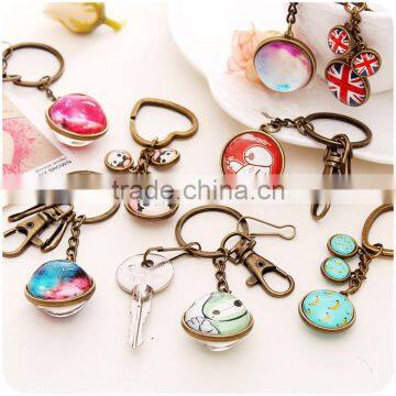 Exquisite bronze metal starry sky bag hanger,creative cartoon keychains,planet car key holder