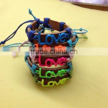 love charm leather bracelet love letter charm leather bangle custom charm leather bracelet