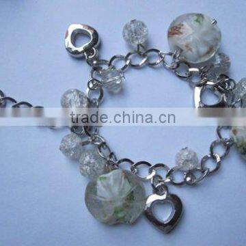 Heart charm with glass beads bracelet