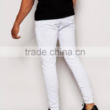 Mens Pure White Custom China Factory Drawstring Jogging Pants photo-4
