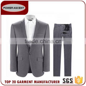 Wholesale Men Classic Arrow Lapel Fashion 1-Button Gray Trim Suits For Sale photo-3