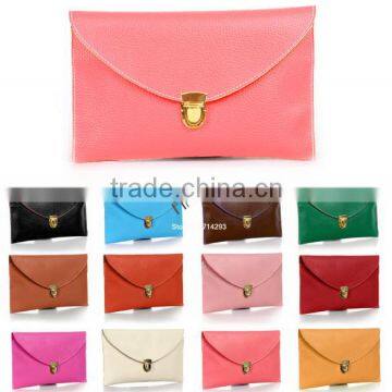 2015 new fashion women's envelope synthetic clutch bag 12 Colors wholesale leather clutch bag 13255