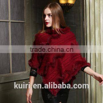 2017 New Hot Real Knitting Woolen Rabbit Fur Poncho Womens Casual Rabbit Fur Hooded Shawl With Rabbit Fur Tassels Capes photo-4