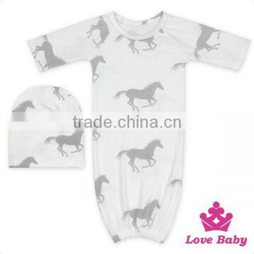 0-24M baby suits casual printed horse outdoor wear sleeping bag with same design hat newborn punjabi suits