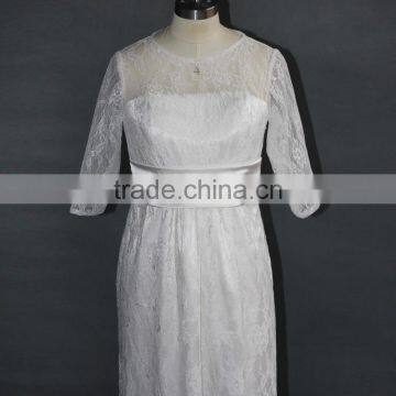2017 Short Sleeve Sheath/Column New Wedding Dress Lace Appliques photo-4