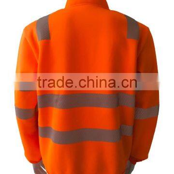 Mens Orange hi Vis Reflective Protective Jacket Warning Fleece Chinese Local Tape Safety Sweatshirt photo-2