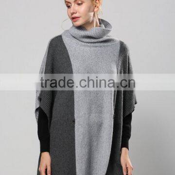 Womens Free Crochet Knit Turtleneck Sweater Pattern Poncho With High Quality photo-2