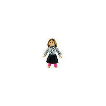 Zebra Stripe PU Doll Blazer , Black Doll Short Skirt , Peach Red Nylon Material , Clothes for Americ